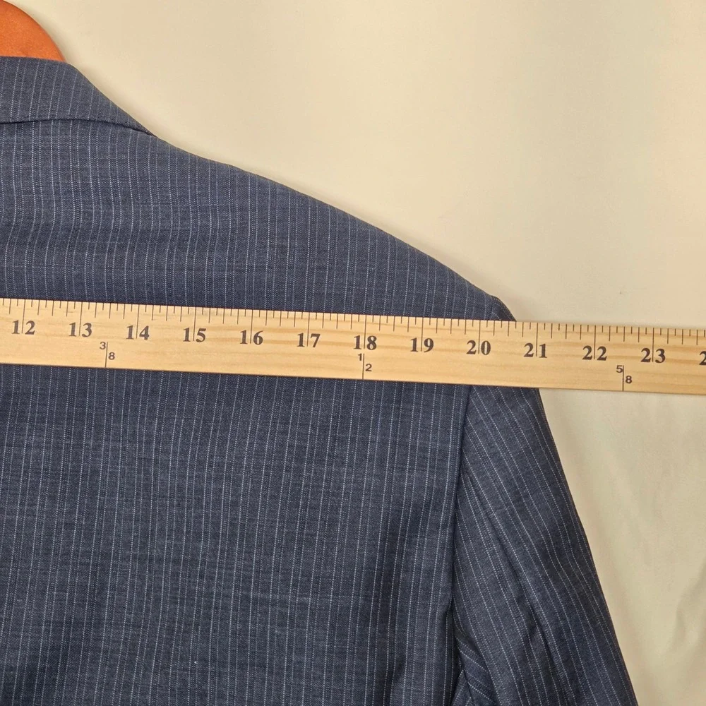 Vittello Super 140s Navy Pinstripe Sport Coat Blazer 46R Peak Lapel 2 Button